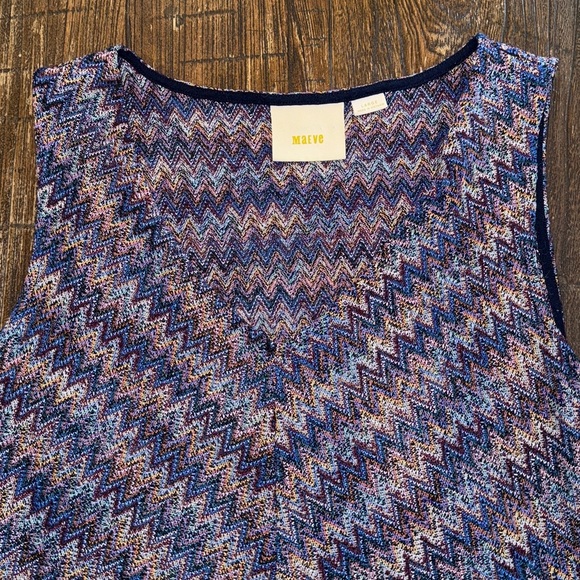 Anthropologie Maeve Westwater Knit Dress Women’s Size Large Purple Chevron - Picture 8 of 10